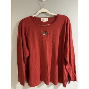 Mandal Bay Women's Soft T Shirt Happy Harvest‎ Scarecrow Stitch Size XXL Orange